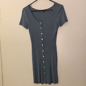 Blue Midi Button Up Dress